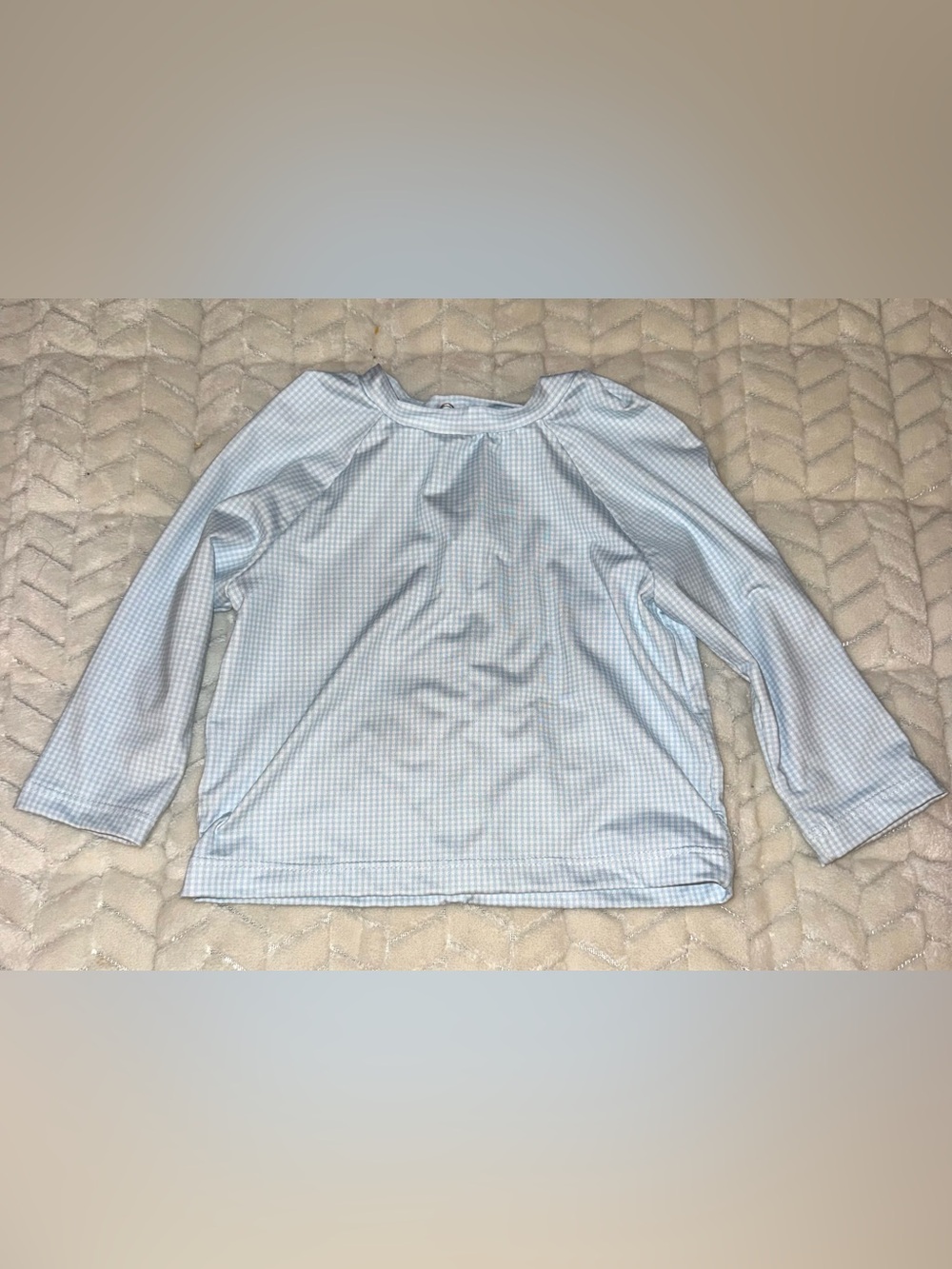 Lullaby Set Baby Boys 6M Blue Gingham Long Sleeve Swim Shirt Snap Back Pullover